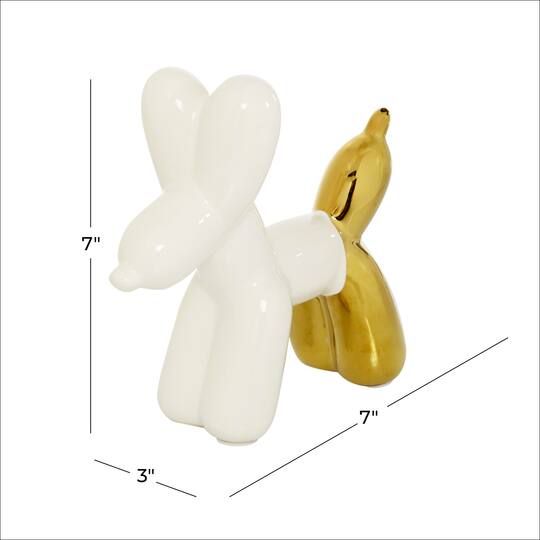 CosmoLiving by Cosmopolitan Gold Ceramic Glam Sculpture, Dog 7" x 7" x 3"